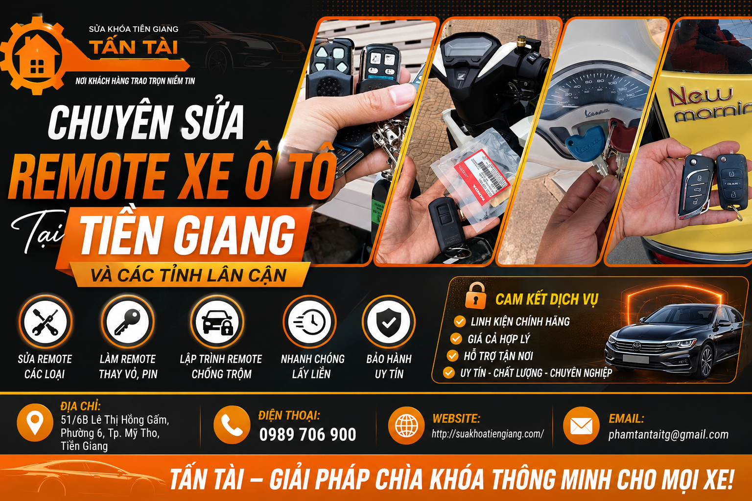 sửa remote xe ô tô tại Tiền Giang, sửa khóa ô tô Tiền Giang