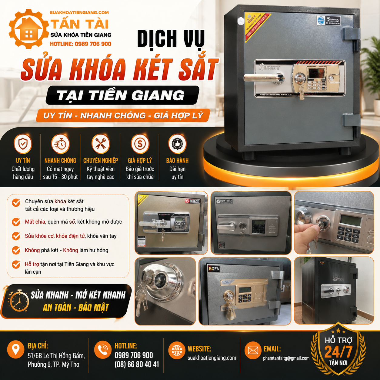thợ sửa khóa két sắt Tiền Giang